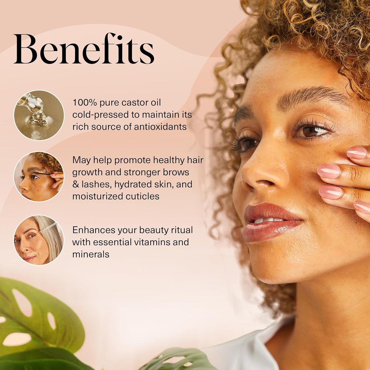 Kitsch Organic Castor Oil for Hair Growth - 100% Pure Castor Oil, Organic Cold Pressed Unrefined Glass Bottle for Face, Skin, Lashes, Brows, Scalp, Nails & Belly Button - Hexane Free, USDA - 4 oz