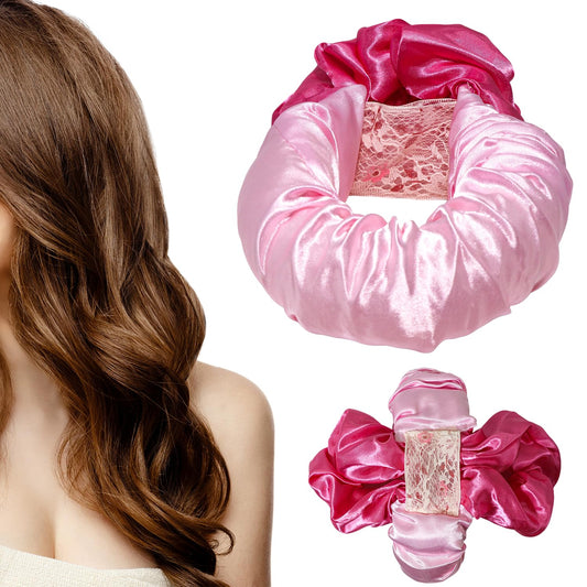 Heatless Hair Curler, Hair Curlers Overnight to Sleep In, Heatless Curling Scrunchie for Women Soft Silk Lazy Rollers Headband for Long Hair Overnight (Pink, 1PCS)