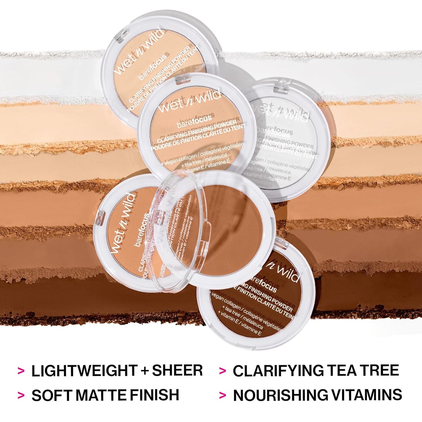 wet n wild Bare Focus Clarifying Finishing Powder | Matte | Pressed Setting Powder Translucent (Pack of 2)