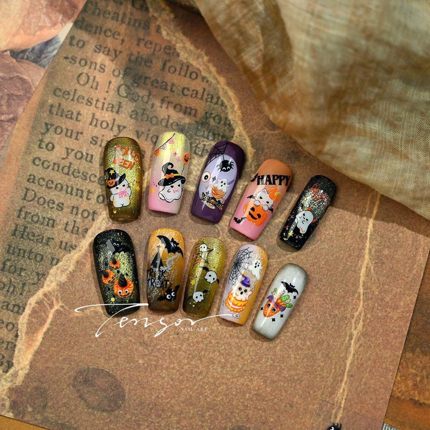 Halloween Nail Sticker 5D Embossed Ghost Nail Decals Bat Eye Cute Nail Stickers Self-Adhesive Pumpkin Spider Nails Supplies for Women Girls Halloween Manicure Decoration