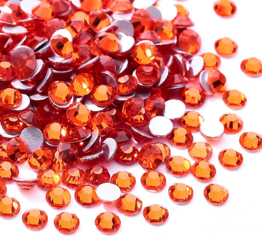 Hyacinth Flatback Rhinestones, Glass Rhinestones for Nail Art and Craft, Glue Fix, Loose Crystal Gemstones(Orange, SS10, 1440pcs, 2.7-2.8mm)