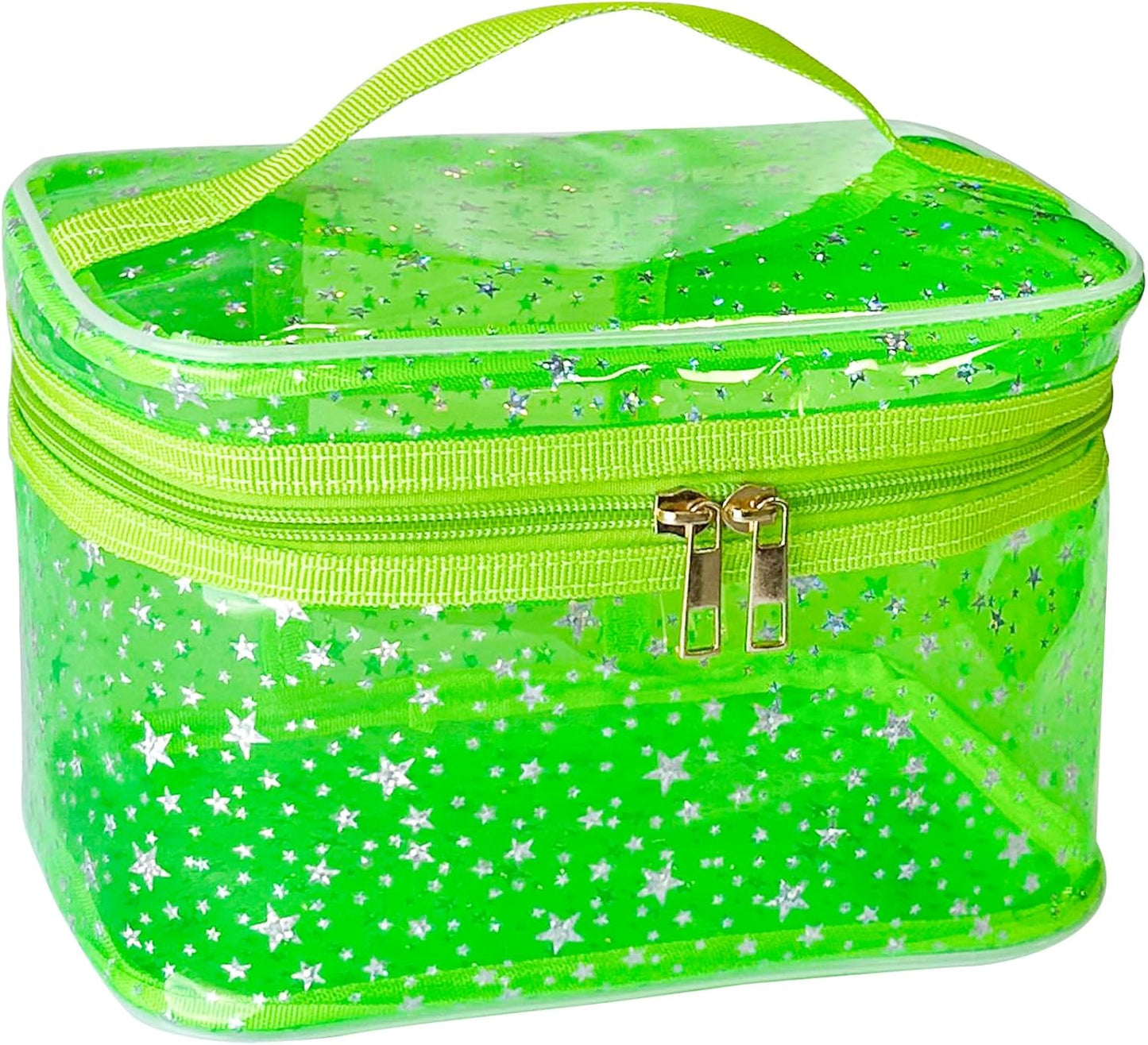 Holographic Makeup Bags Bulk,Clear Storage Bag Toiletry Pocket Portable Zippered Iridescent Pouch Waterproof Cosmetic Gift Bags for Women (Green-L)