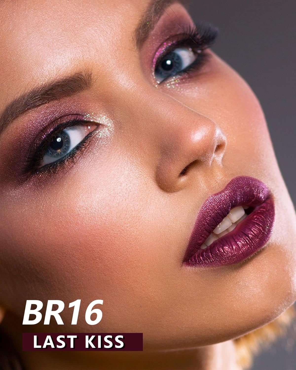 MAKI YIKA Dark Purple Lipstick for Women Metallic Lipsticks Glitter Long Lasting Lipstick No Smudge No Transfer Liquid Lip Gloss (BR16 Last Kiss)