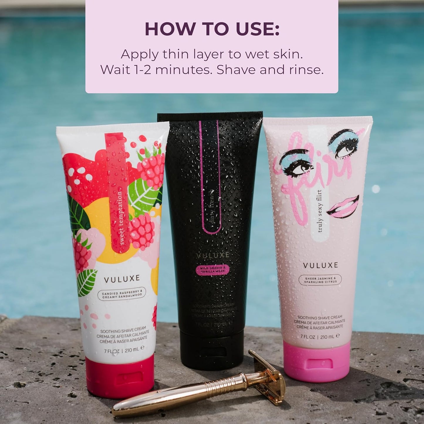 Pure Romance - Vuluxe Shaving Cream for Women - Dirty French (7 fl oz) - Prevents Razor Bumps & Irritation - Orchid, Blackberries, Vanilla - Foaming Shave Cream Moisturizer - Skin Care & Self Care