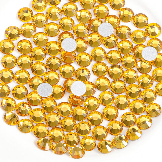 Beadsland 1440pcs Flat Back Crystal Rhinestones Round Gems for Nail Art and Craft Glue Fix, Topaz,SS6,1.9-2.1mm