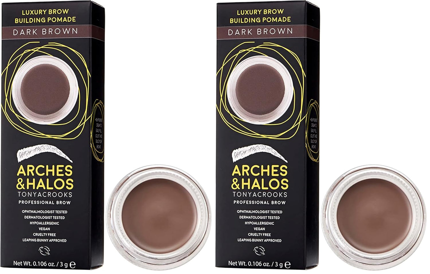 Arches & Halos Luxury Brow Building Pomade in Dark Brown, 0.1 Ounce (Pack of 2)