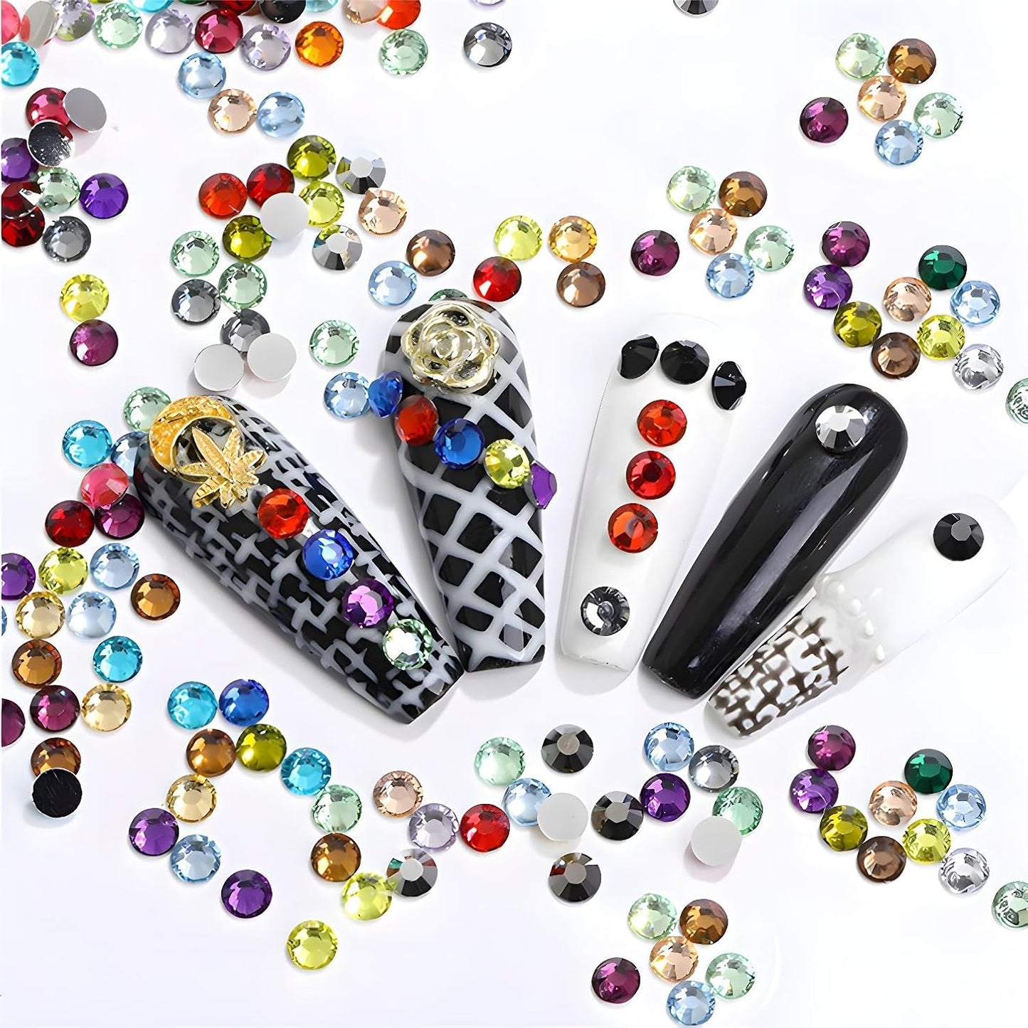 Flatback Rhinestones Round Gems for Nails Art and Crafts 2000Pcs SS16 4mm Glitter Crystals Stone DIY Bags Clothes Shoes (Dark Grey)