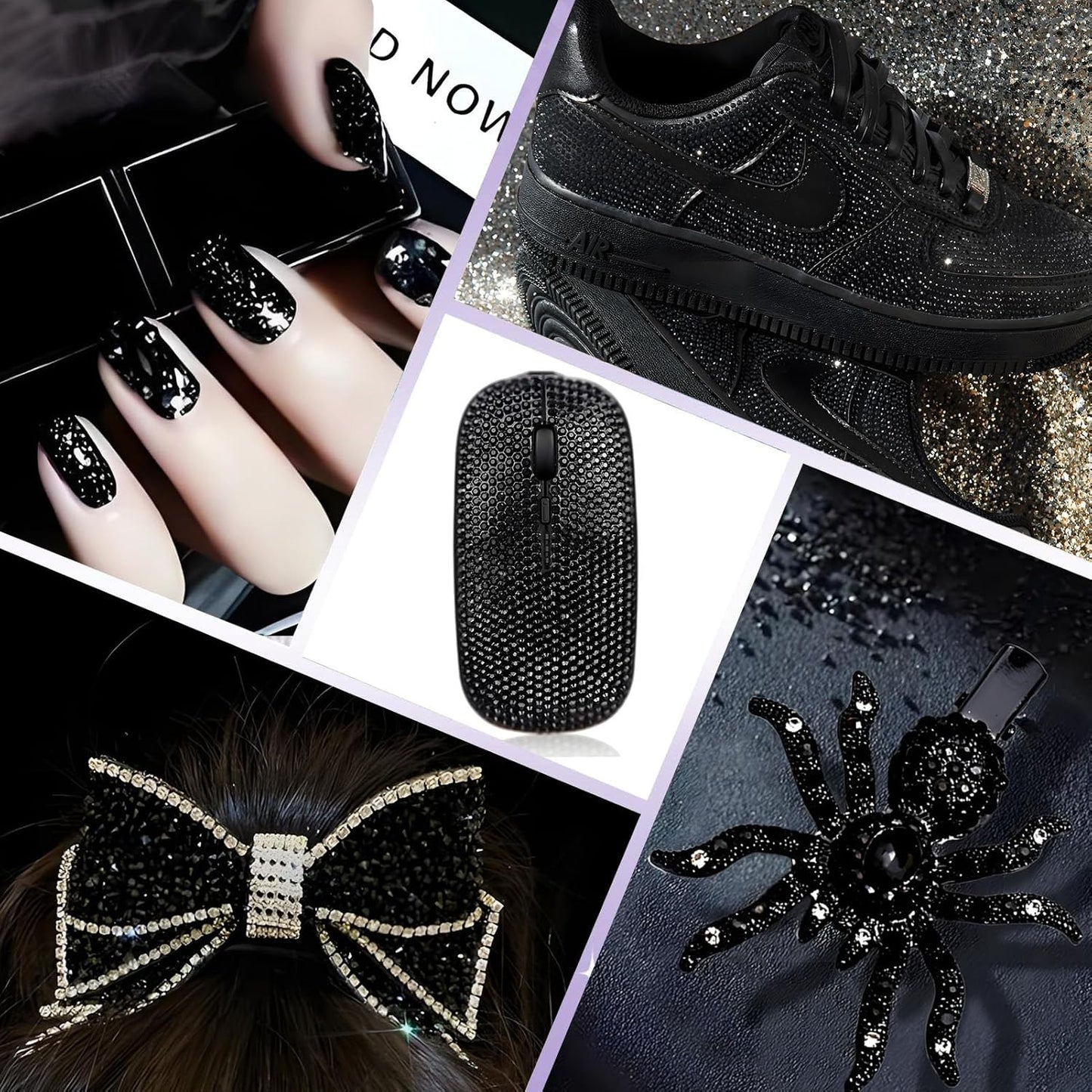 5000PCS SS6 Flatback Rhinestones | 12-Facet Diamond-Cut Glass Gems for Nail Art, Clothing, DIY Crafts |Glue-On Decoration Stones with Silver Backing(Jet Black)