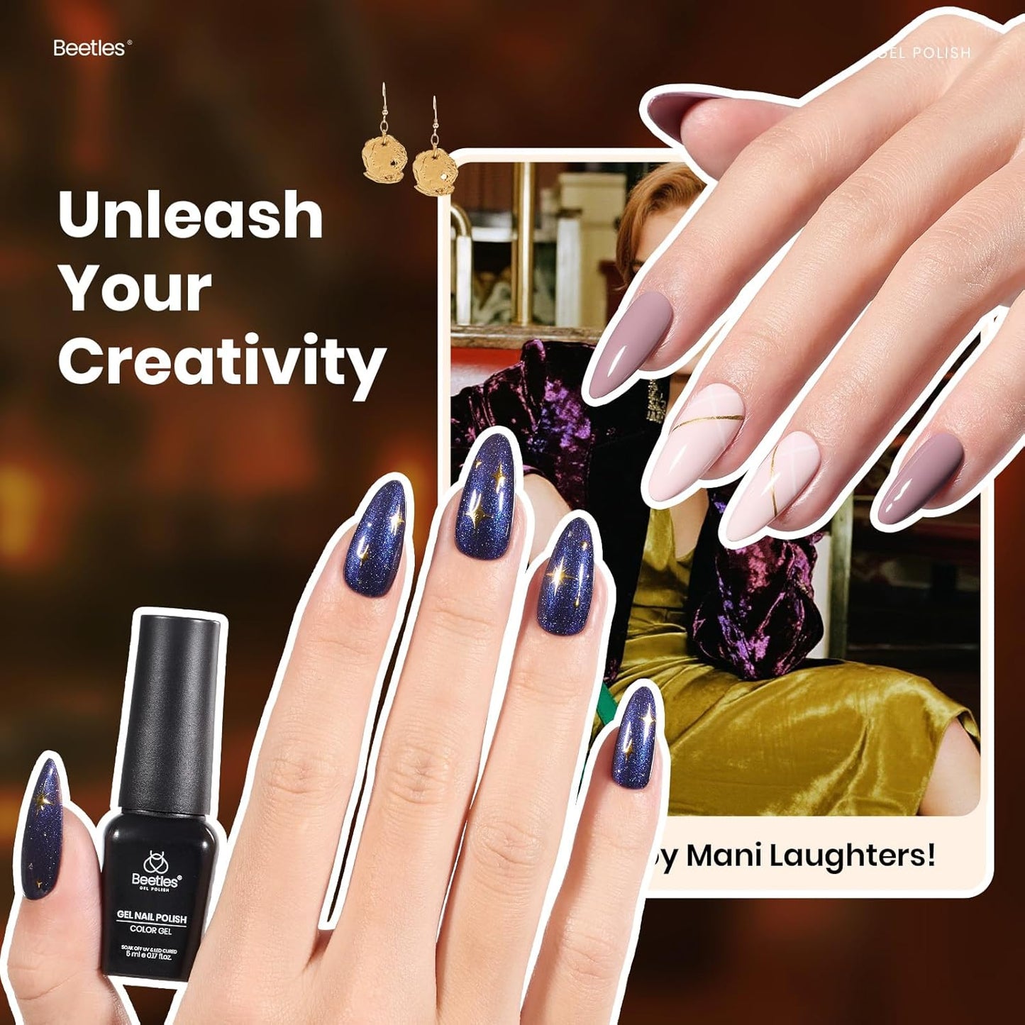 beetles Gel Polish Set - Fall Gel Nail Polish Kit 33Pcs 25 Colors Black White Burgundy Blue Nude Grey Green Glitters UV Nail Polish Set with Top Base Coat Soak off Nail Art Gift for Women Gilded Veil