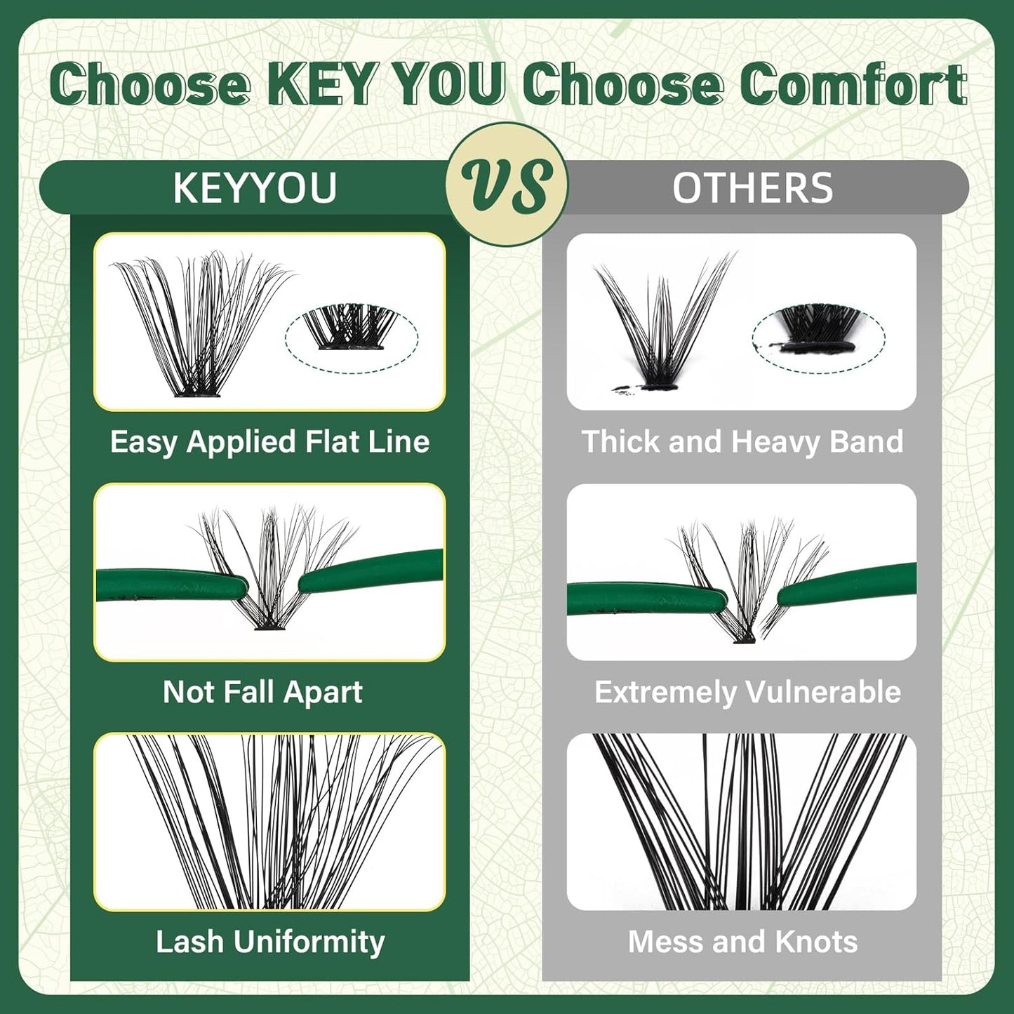 Lash Clusters 280Pcs Eyelash Clusters KEYYOU 60D+80D C Curl 9-16MIX Clusters Lashes Thick Super Soft Wispy DIY Eyelash Extension at Home(60D+80D-C,9-16MIX)