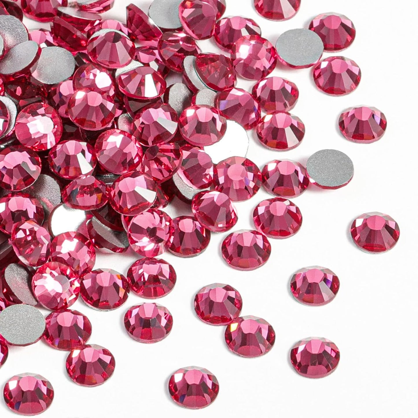 Beadsland 2880pcs Flat Back Crystal Rhinestones Round Gems for Nail Art and Craft Glue Fix,Rose,SS4,1.5-1.7mm