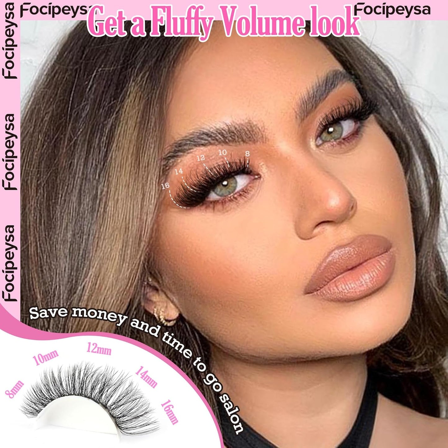 Full Volume Lash Clusters DIY Lash Extension 300pcs Clusters Lashes D Curly Eyelash Extension 8-16mm Individual Lashes Mink for Self Application at Home by Focipeysa (Mink Lash Clusters 8-16mm)