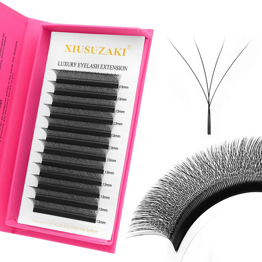 Lash Extensions 4D Eyelash Extensions W Lashes 0.07mm Thickness D Curl Lashes 8mm Soft Lash Trays Pestañas Pelo a Pelo Natural Matte Black False Eyelashes Individual Lashes(W-4D-0.07-D,8mm)