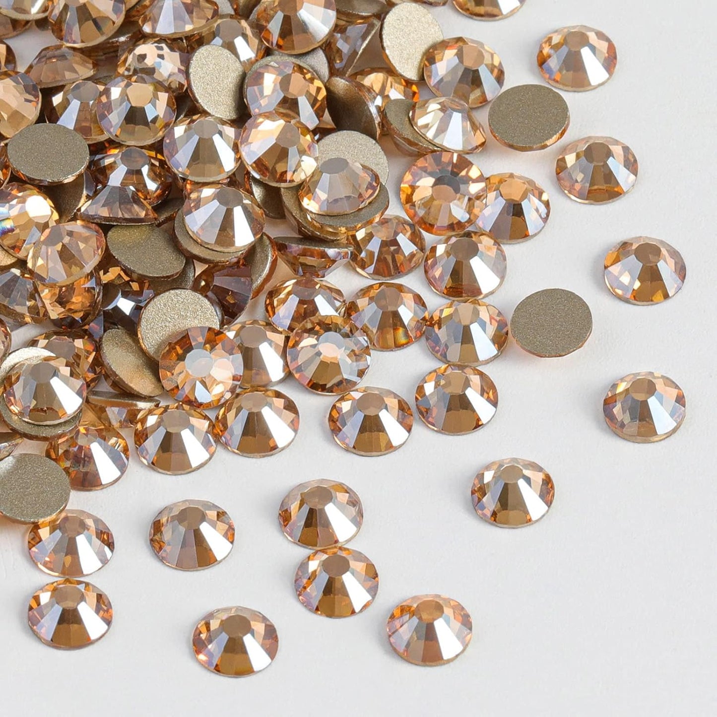 Beadsland 1440 Pieces Flat Back Crystal Rhinestones Round Gems,Golden Shadow,SS3,1.2-1.4mm
