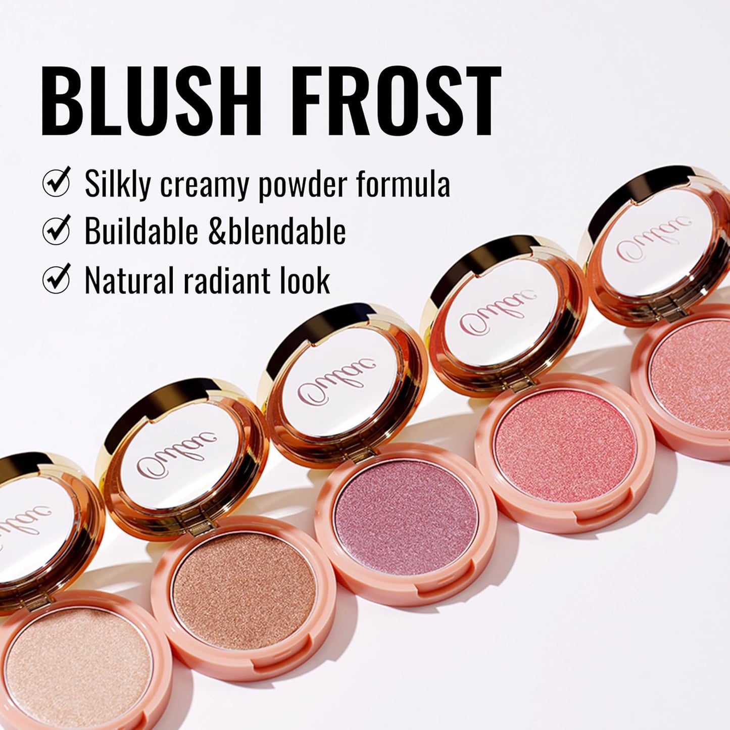 Oulac Shimmer Blush Cheek| 2 in 1 Powdery Blush & Highlighter | Pigmented&Blendable | Shape & Highlight Face| Vegan & Cruelty-Free | 4.8g F01 Love Attraction