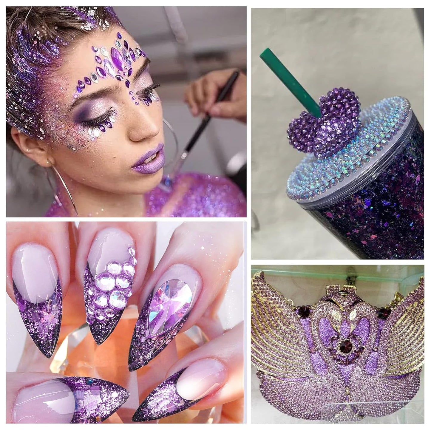 288Pcs Purple Velvet Crystal Rhinestones,Glass Flatback Rhinestones Gemstones for Nail Face Makeup Art Crafts Clothes Decoration - (SS20,4.8mm,Purple Velvet)