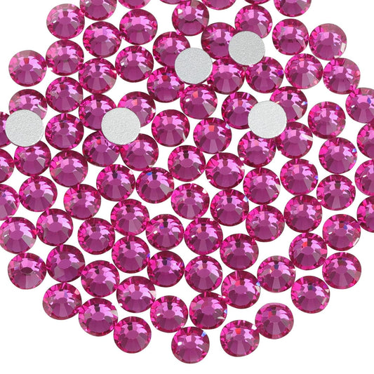 Beadsland 1440pcs Flat Back Crystal Rhinestones Round Gems for Nail Art and Craft Glue Fix,Fuchsia,SS3,1.2-1.4mm