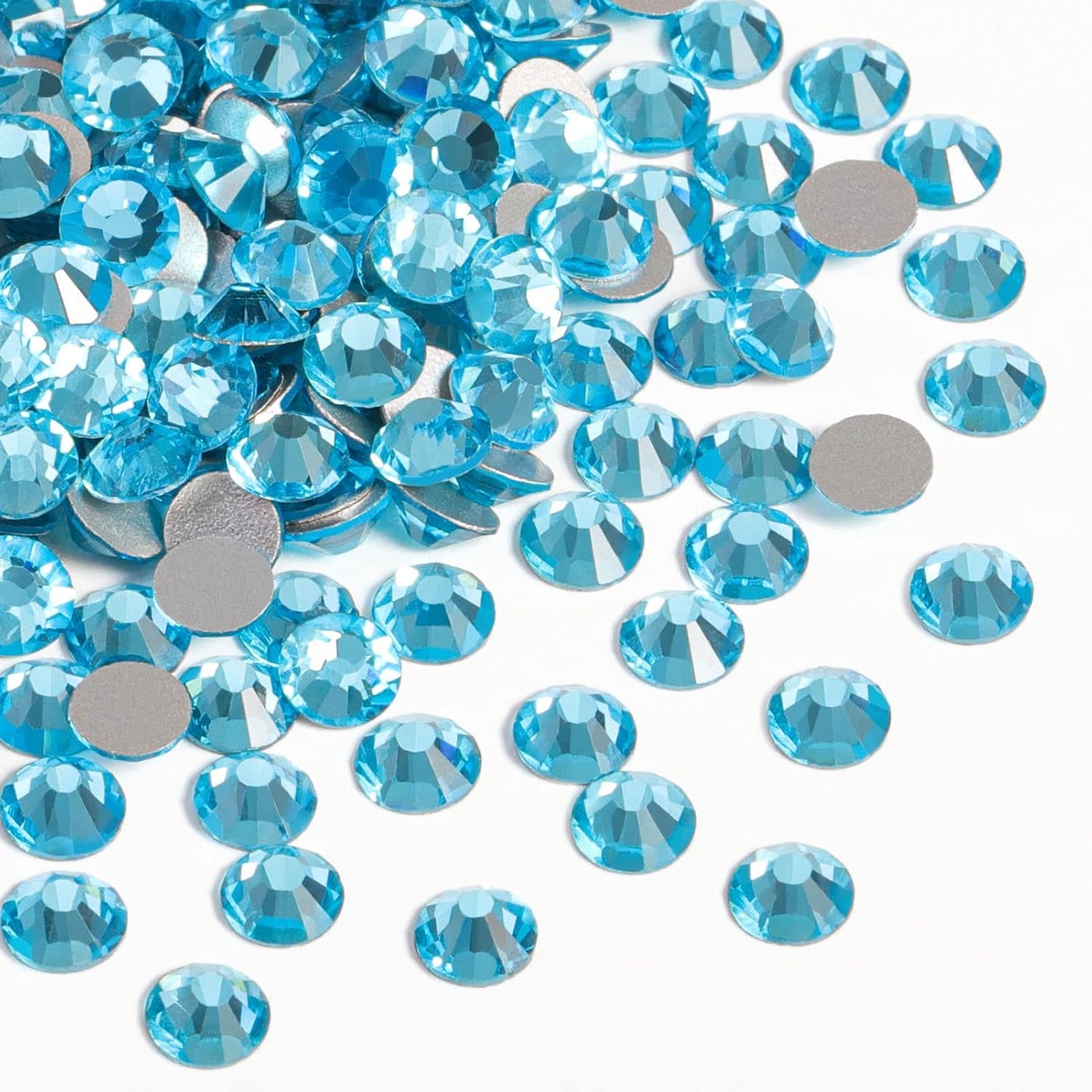 Beadsland 2880pcs Flat Back Crystal Rhinestones Round Gems for Nail Art and Craft Glue Fix,Aquamarine,SS4,1.5-1.7mm