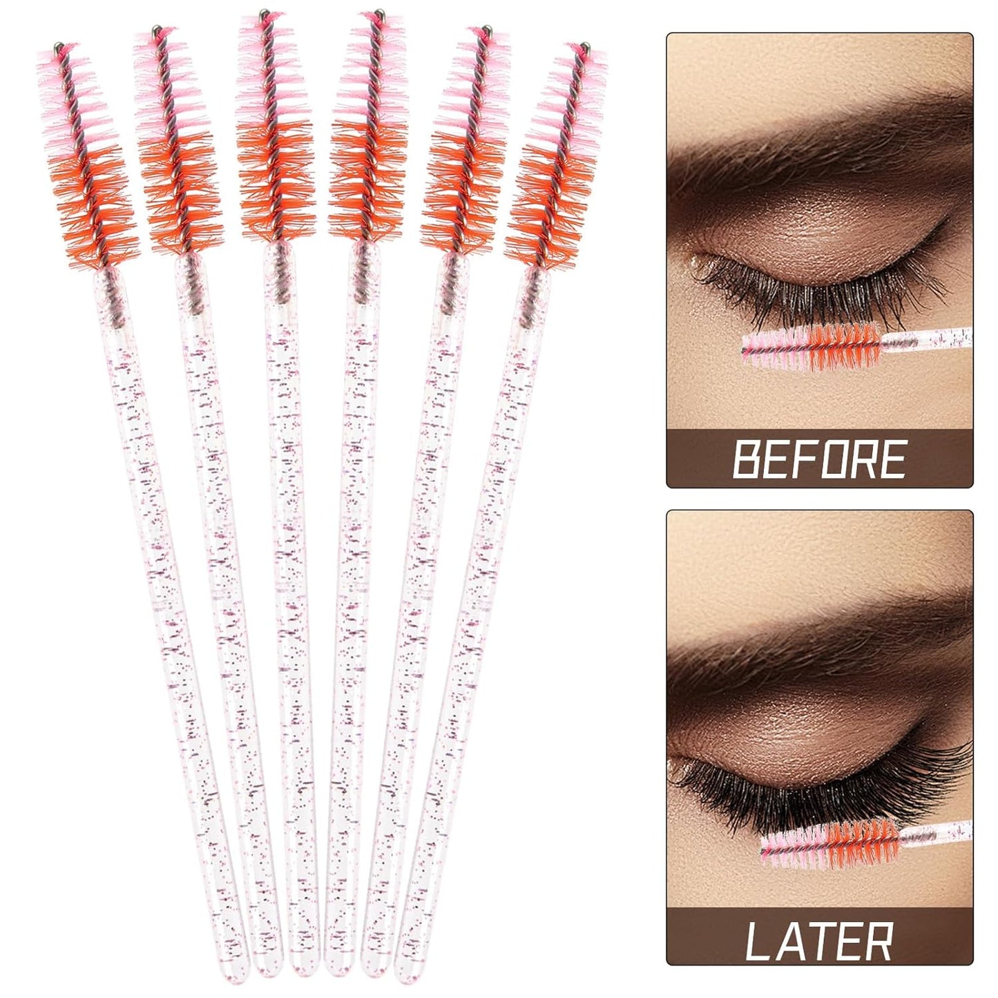 300PCS Disposable Mascara Wands Spoolie Brush Crystal Eyebrow Brushes Eyelash Extension Applicator Makeup Kits