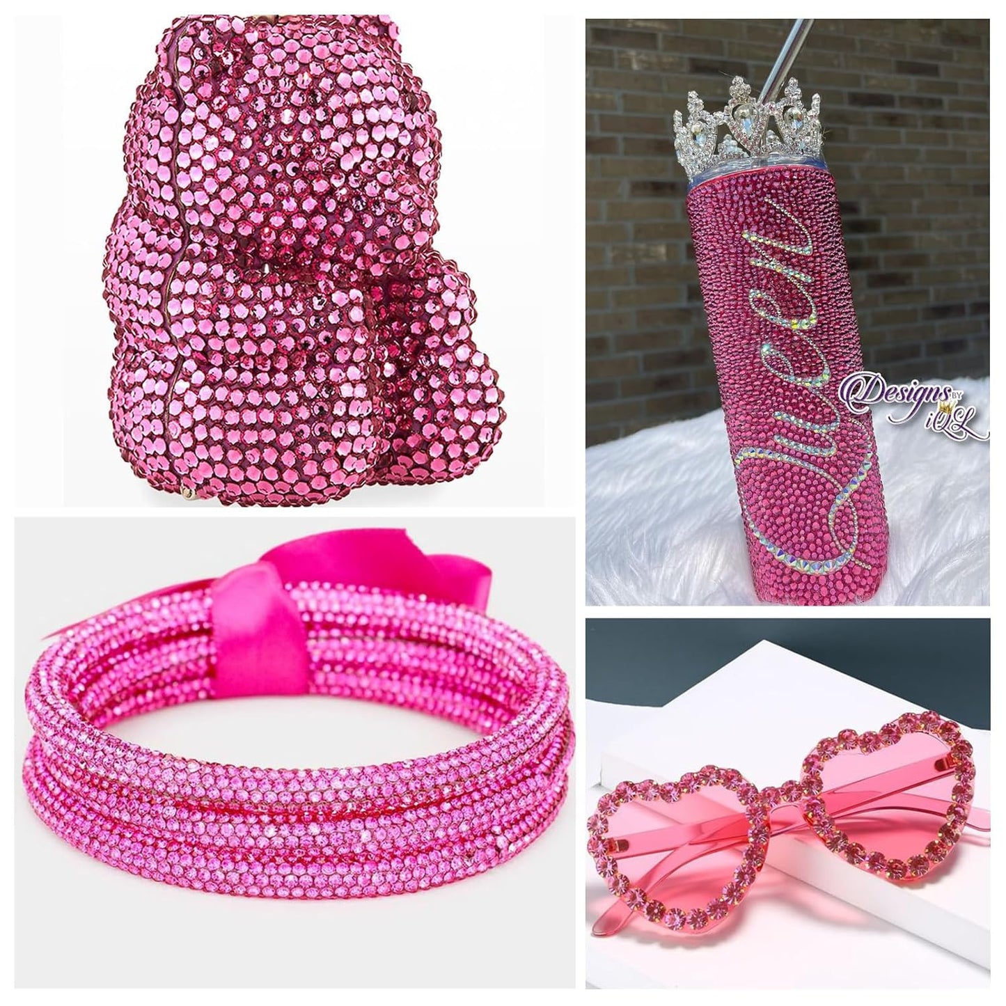 288Pcs Rose Crystal Rhinestones,Glass Flatback Rhinestones Gemstones for Nail Face Makeup Art Crafts Clothes Decoration -(SS34,7.0mm,Rose)