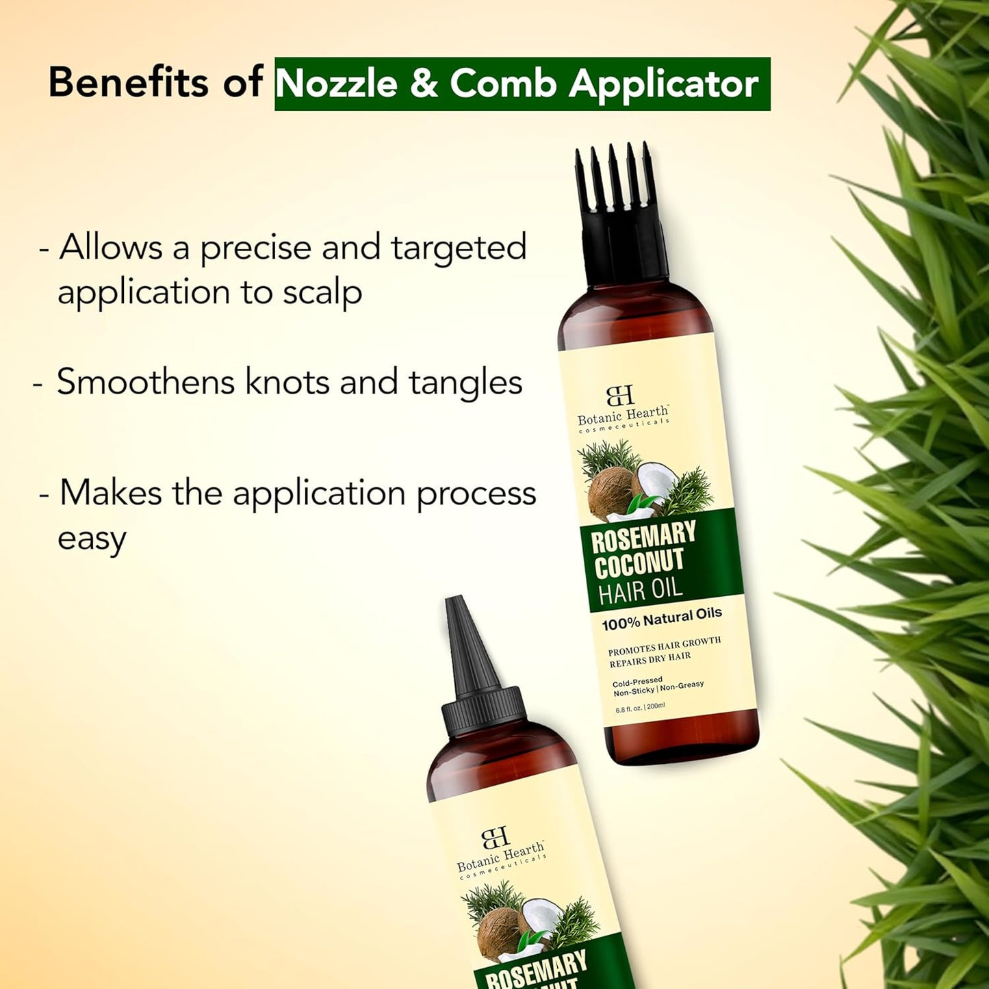 Botanic Hearth 100% Pure Rosemary, Coconut & Avocado Oil For Hair Growth (6.7 fl oz) Infused Rosemary, Coconut, Biotin|Hair Oil Repairs Dry Damaged Hair, Strengthening, Healthier Hair- Hair Tonic