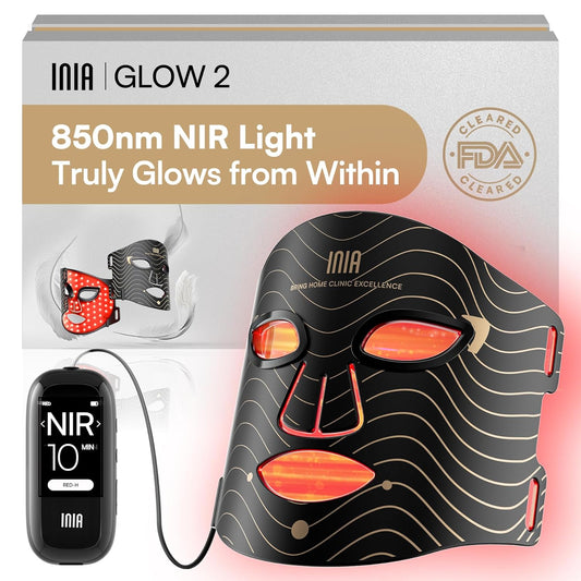 INIA Red Light Therapy Mask for Face – 4 Light Modes with 850nm NIR, Red & Blue LED Light Therapy, 2600mAh Rechargeable LED Face Mask for Anti-Aging, Skin Firming & Radiant Glow at Home