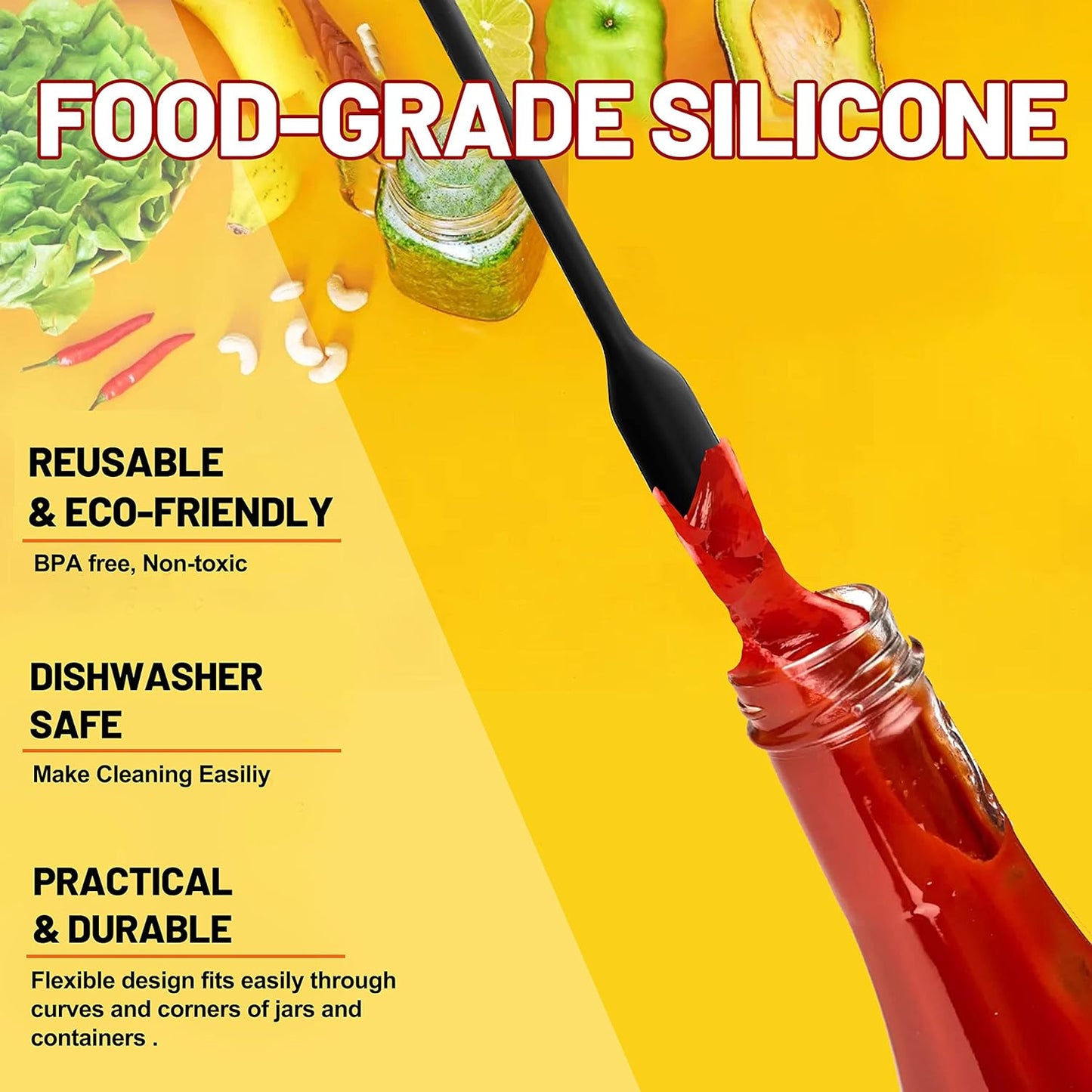 Anaeat Heat Resistant Silicone Spatula Set of 8 - Seamless One-Pieces Design, Non-Stick Rubber Spatulas & Mini Kitchen Scraper Flexible for Non-stick Cookware - Easy Baking, Cooking, Scraping & Mixing