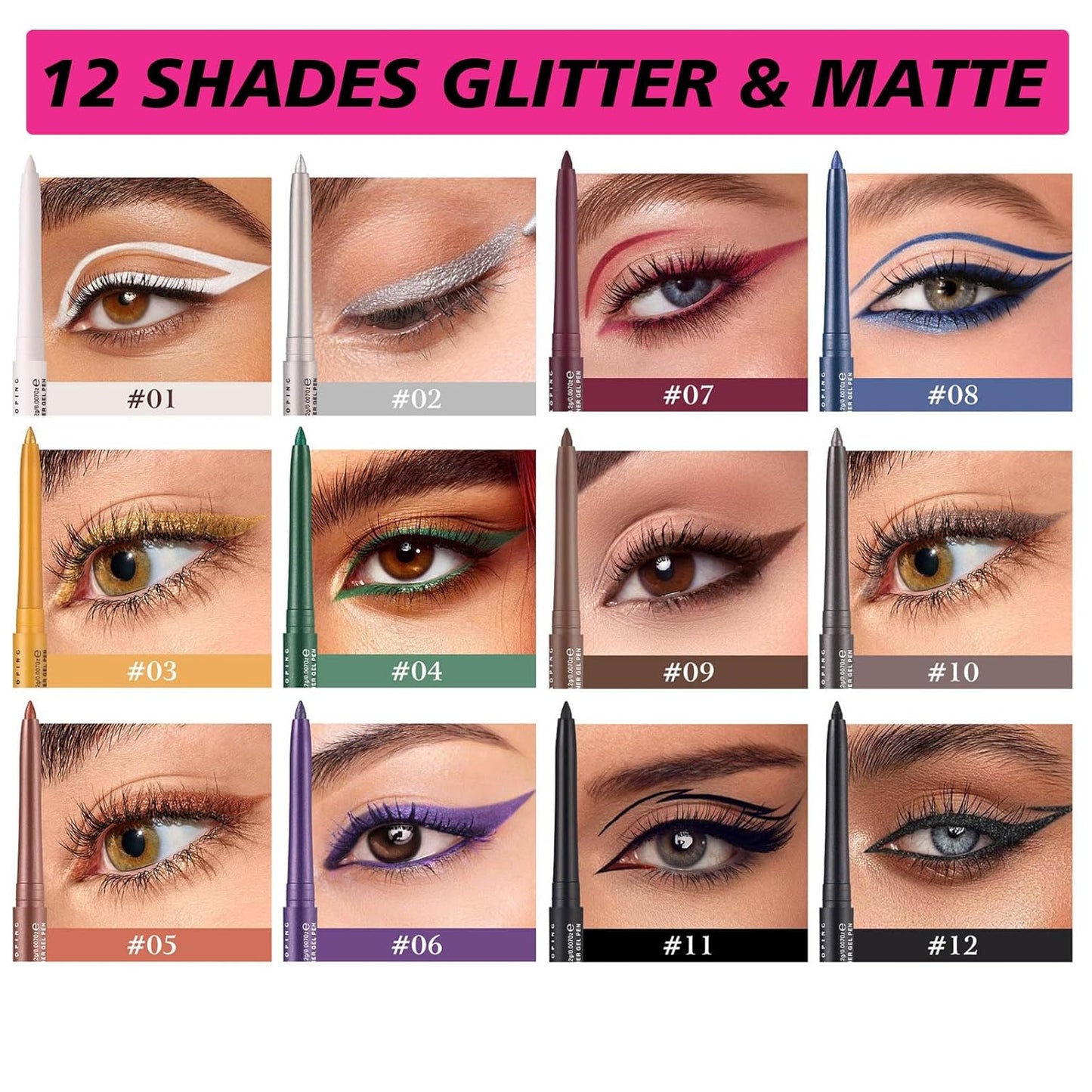 Eyeliner Brown Waterproof Retractable Matte Brown Pencil Eyeliner Smudge-proof Hypoallergenic (09#)