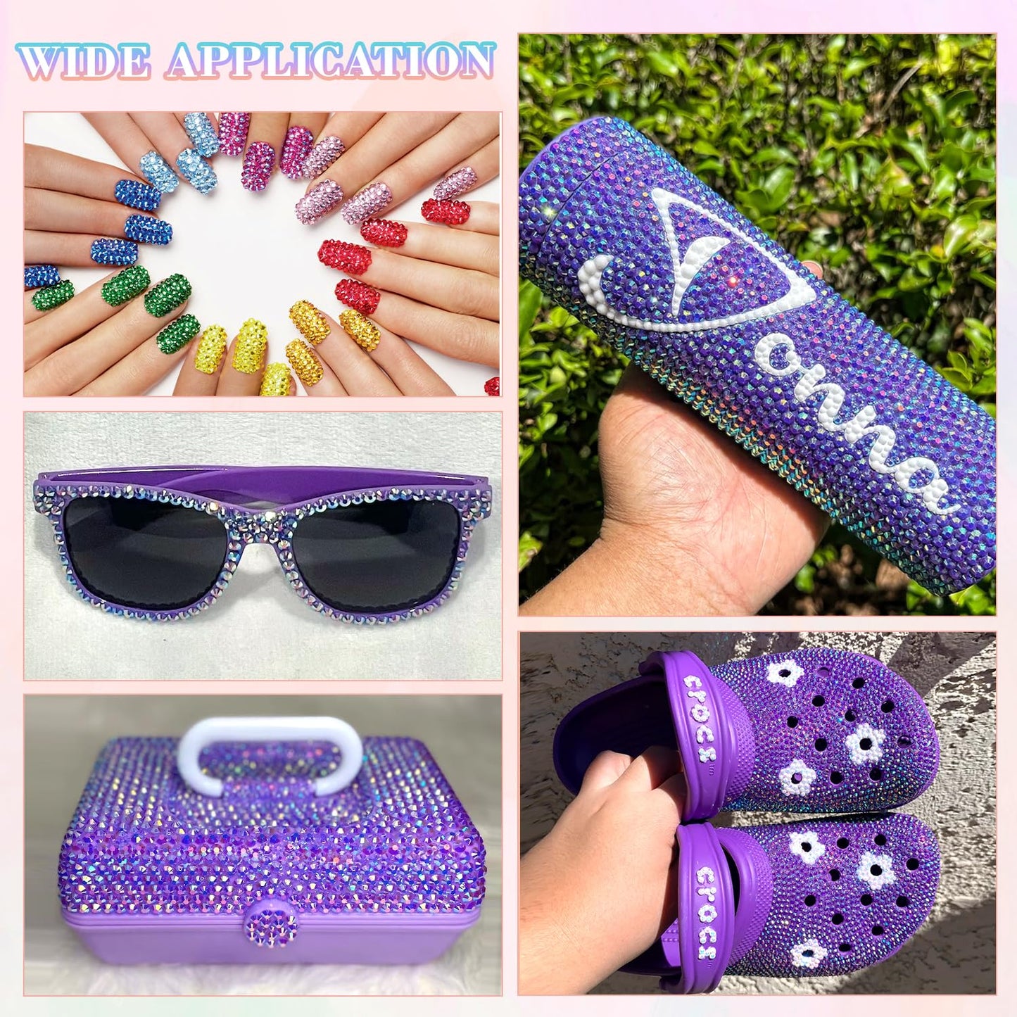 30000Pcs Resin Dark Purple AB Rhinestones for Bedazzling Crafting with b7000 Jewelry Glue, Bulk Flatback Gems Bedazzler Kit for Crafts Clothes Shoes Fabric Nail Diamond Art, Assorted Size 2/3/4/5/6mm