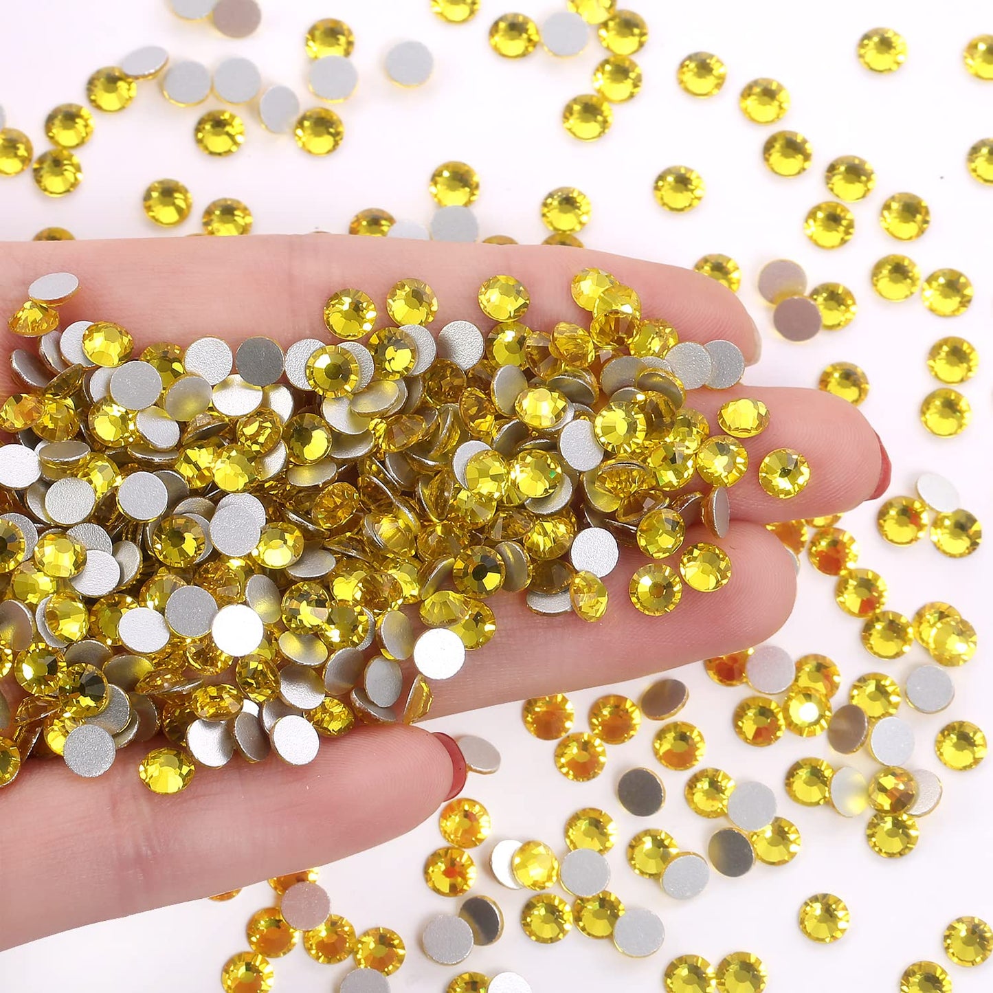 1440Pcs Lemon Yellow Crystal Rhinestones,Glass Flatback Rhinestones Gemstones for Nail Face Makeup Art Crafts Clothes Decoration - (SS12, 3.0mm,Lemon Yellow)