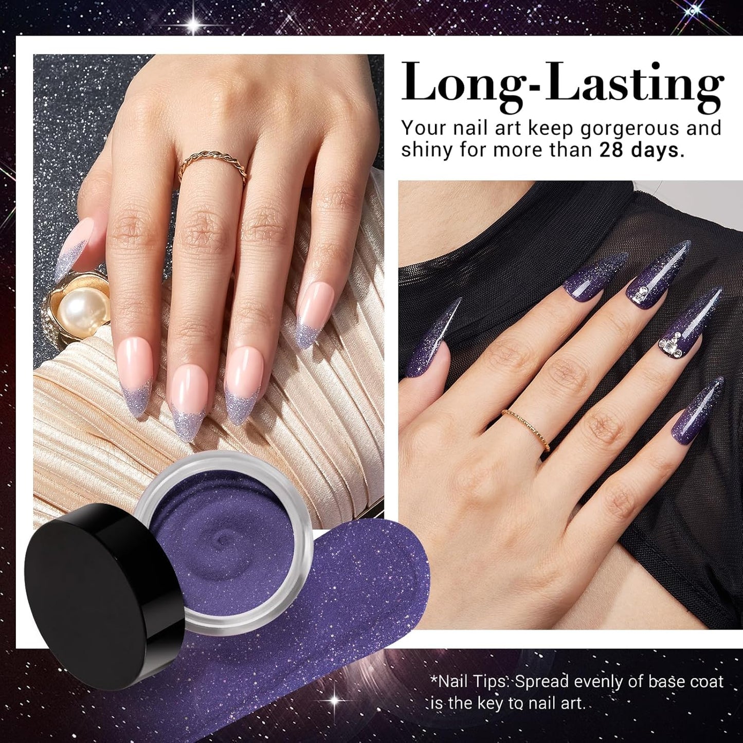 AZUREBEAUTY Dip Powder Nail Set 6 Colors Dark Light Blue Purple Brown Wine Red Shimmery Sparkle Shiny Fall Winter Dipping Powder Starter Kit French Nail Art Manicure Salon No Need Nail Lamp Cured