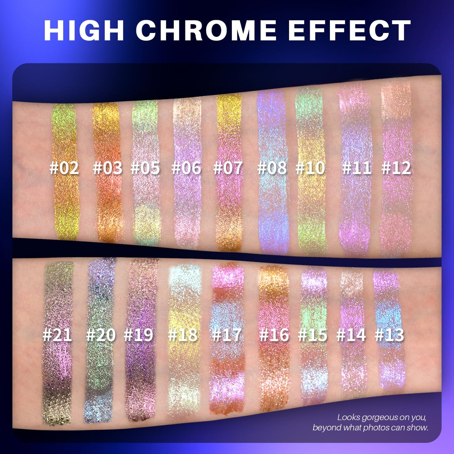 CHARMACY Multichrome Glitter Liquid Eyeshadow, Chameleon Shifting Color, Holographic Metallic Eyeshadow, Long-Lasting Wear, Vegan Eye Topper for Party, Daily Makeup #08