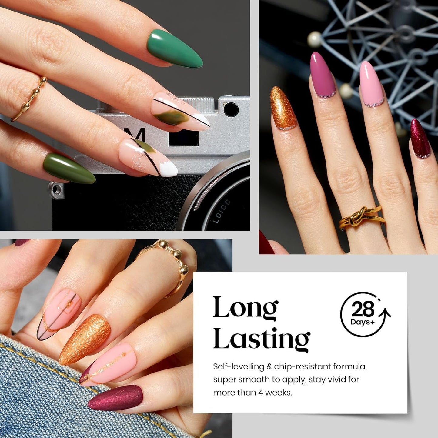 Beetles Winter Gel Nail Polish Set：23 Pcs Burgundy Brown Gold Nude Pink Black White Glitter Gel Polish Kit with Base Matte Glossy Top Coat Soak off UV Gel Nail Polish for Women