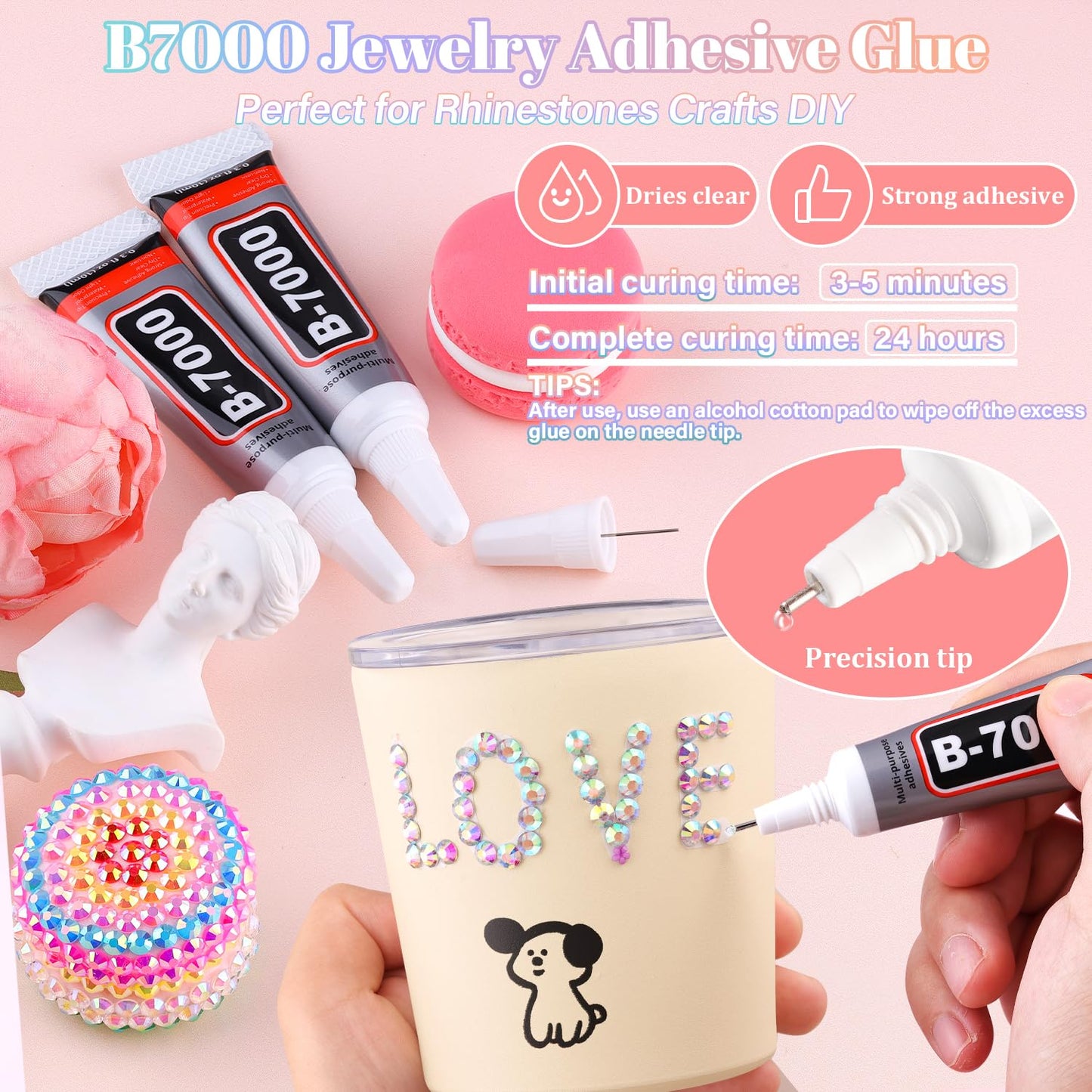 30000Pcs Resin Rhinestones for Bedazzling with 3Pcs B7000 Jewelry Glue, AB Flatback Gems Rhinestones for Crafting, Clothing Tumblers Mugs Shoes Fabric Decor Nail Art