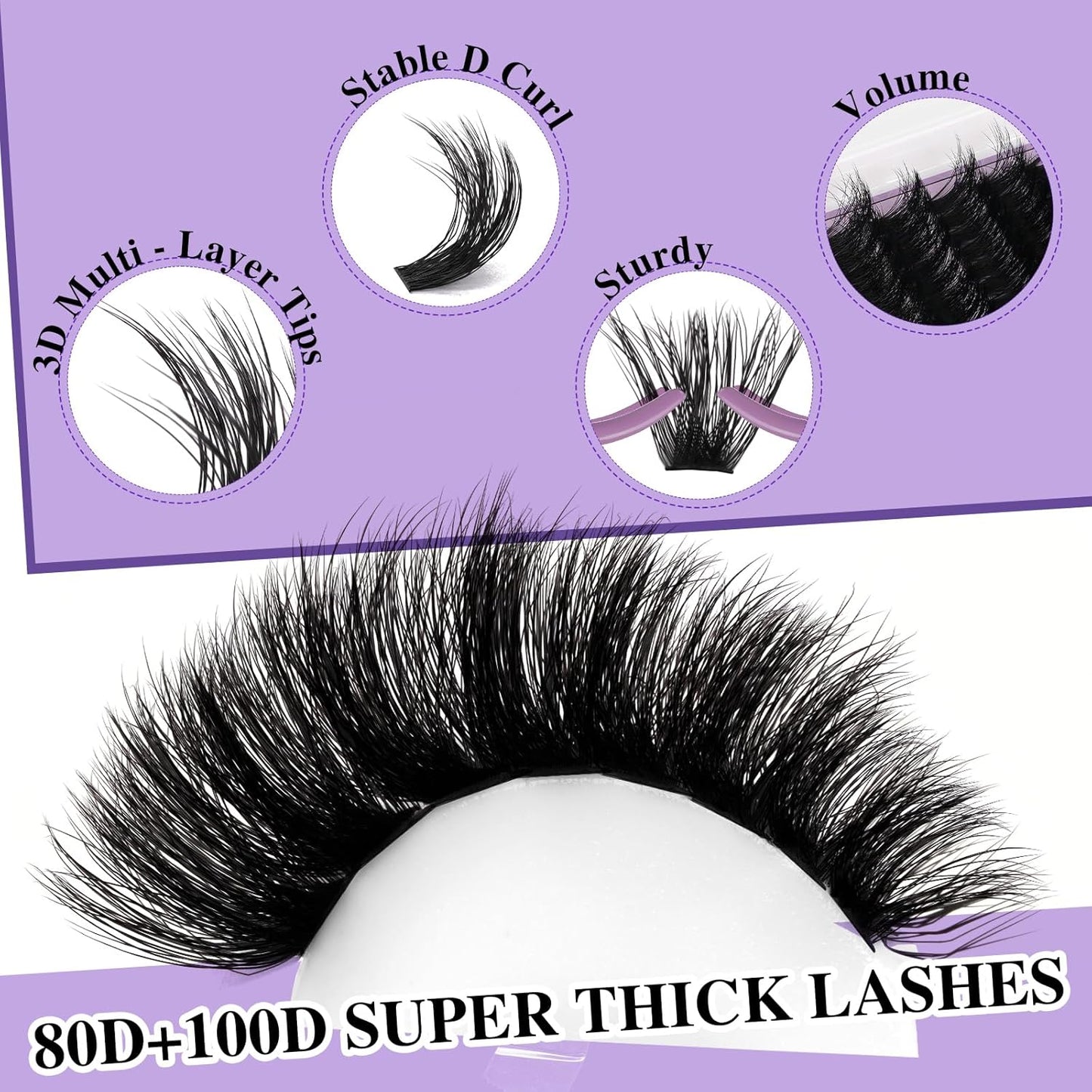 B&Qaugen Lash Clusters Kit 216PCS Lash Extension Kit 3D Eyelash Extension Kit 80D+100D 10-18 Mixed Wispy DIY Lash Extension Kit Voluem Thick Waterproof Lash Clusters Kit（80D+100D-D-10-18MIX）