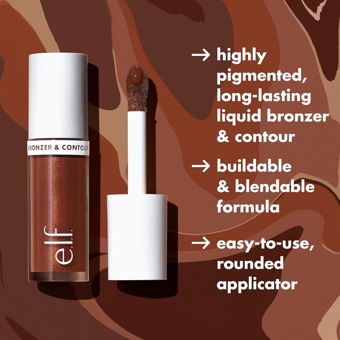 e.l.f. Camo Liquid Bronzer & Contour, Silky Highly Pigmented Formula, Creates a Long-Lasting Bronzed Glow & Natural Look, Vegan & Cruelty-Free, 2 Fair/Light