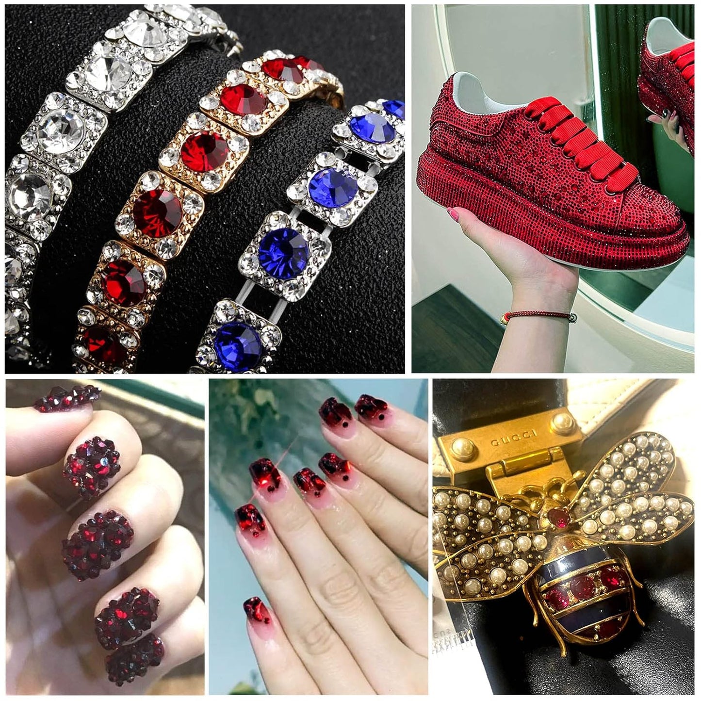 Beadsland 288pcs Flat Back Crystal Rhinestones Round Gems for Nail Art and Craft Glue Fix,Dark Siam,SS34,7.0-7.3mm