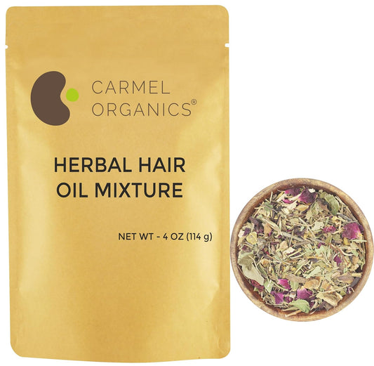 CARMEL ORGANICS Herbal Hair Oil Mix | 21 Herbs For Hair Growth | DIY Oil Infusion | Contains Bhringraj, Fenugreek, Rosemary, Hibiscus and more, No Added Preservatives & Additives, Non GMO