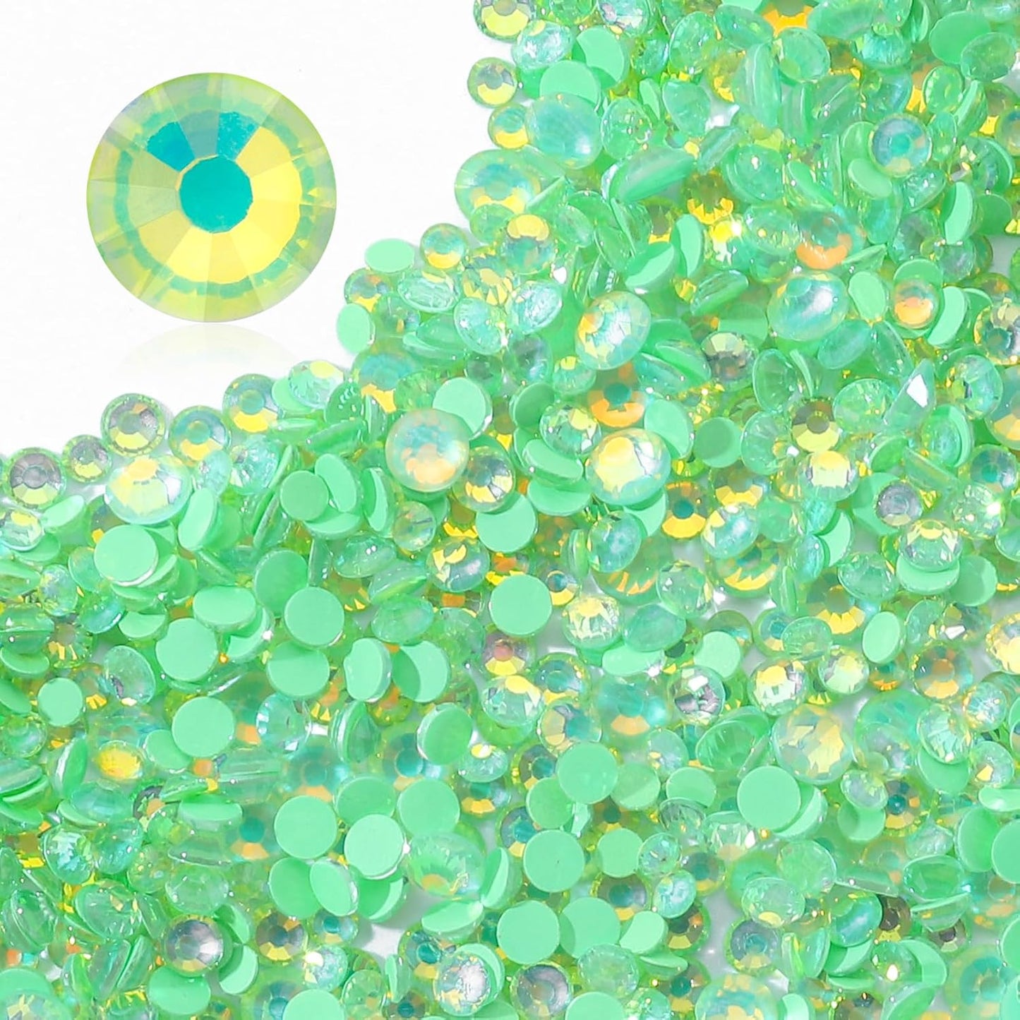 F Green Flatback Rhinestones, Glass Rhinestones for Nail Art and Craft, Glue Fix, Loose Crystal Gemstones(F Green, SS30, 288pcs, 6.4-6.6mm)