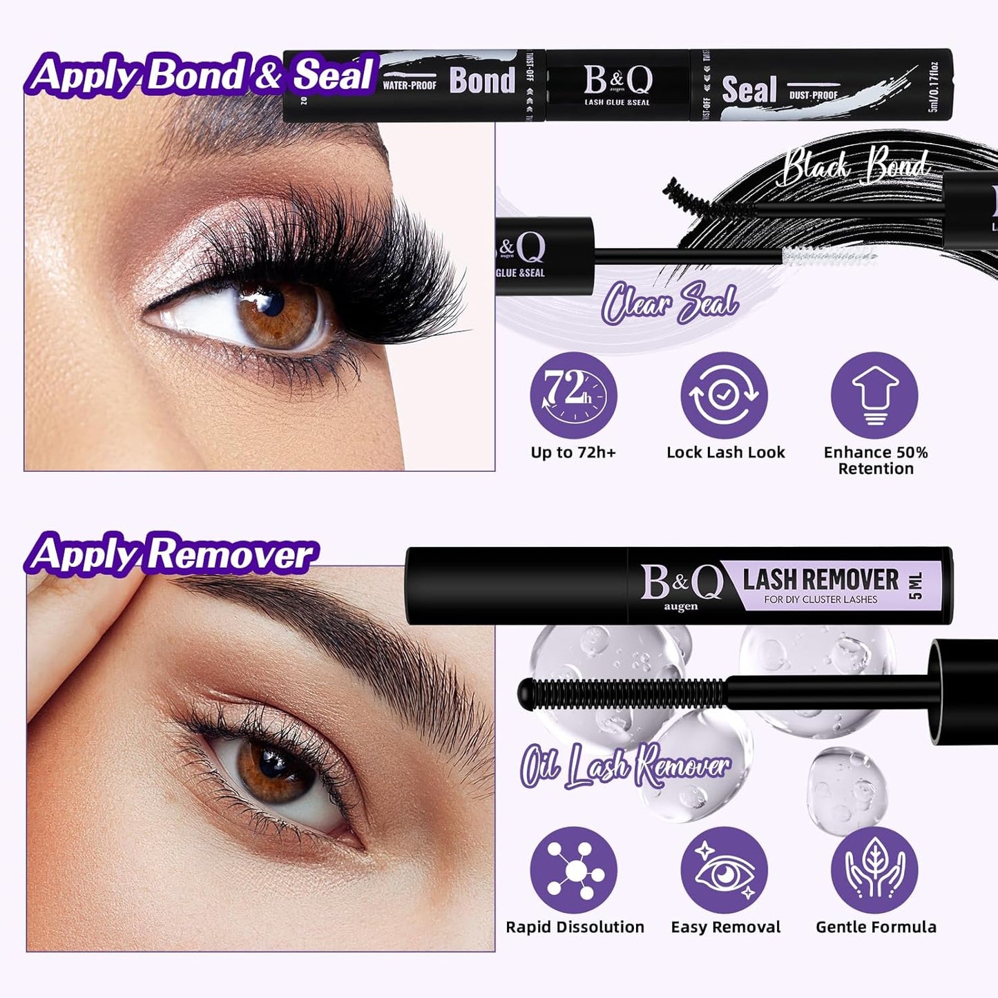 Lash Extension Kit 3D Thick Lash Clusters Kit 280pcs Eyelash Extension Kit 10-18mm 70D+90D D Curl DIY Lash Extension Kit with Lash Bond and Seal, Lash Remover (KIT-70D+90D-MIX10-18mm)