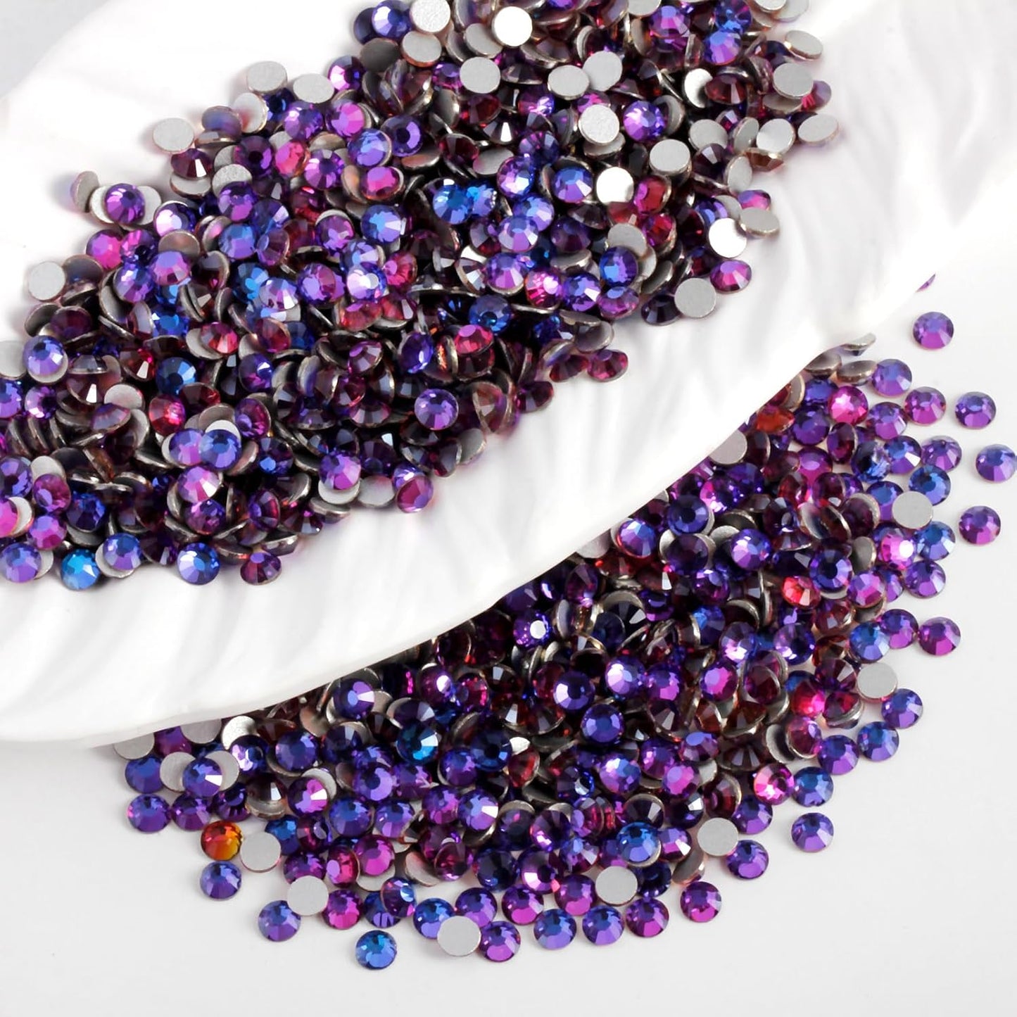 3000 PCS SS10 Flatback Rhinestones,12-Facet Diamond-Cut Glass Gems for Nail Art,Clothing,DIY Crafts,Glue-On Decoration Stones with Silver Backing,Purple Velvet
