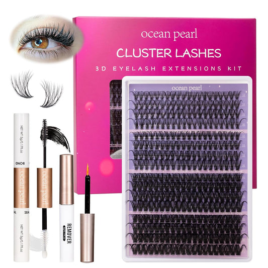 Ocean Pearl Lash Clusters 320PCS 12-20MM 30D+40D+80D+100D Lash Extension Kit Lashes Clusters Eyelashes Cluster Eyelash Extensions Thick Individual Lashes Kit with Lash bond&seal&remover&tweezer-4