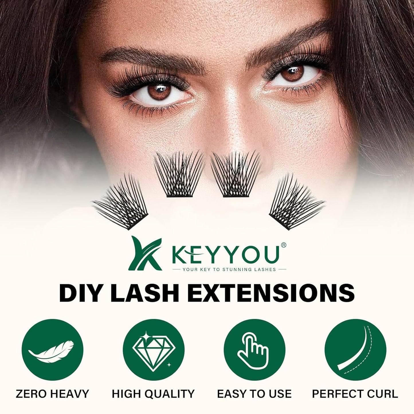 Lash Clusters 144pcs Individual Lashes D Curl 18mm Eyelash Clusters KEYYOU Air Touch Cluster Lashes Super Lightweight Soft Wispy Comfortable Easy DIY at Home(Air01-D-18mm)