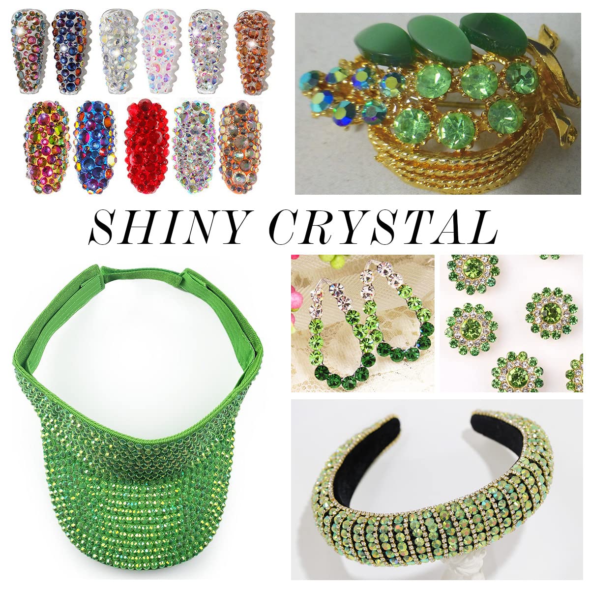 1440Pcs Light-green Ab Crystal Rhinestones,Glass Flatback Rhinestones Mini Gemstones for Nail Face Makeup Art Crafts Clothes Decoration-(SS6,2.0mm,Light-green Ab)