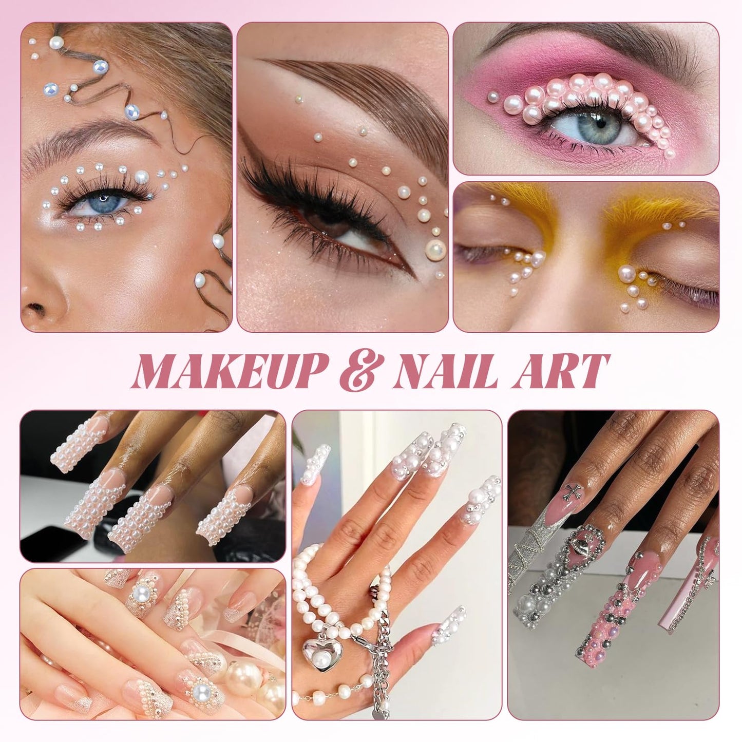 9000Pcs Flatback Pearls and Rhinestones for Crafting, Blue Series Mixed Size 3-8mm Resin Rhinestones and Half Pearls for Bedazzling, Nail Art with Tweezers and Pickup Pencil