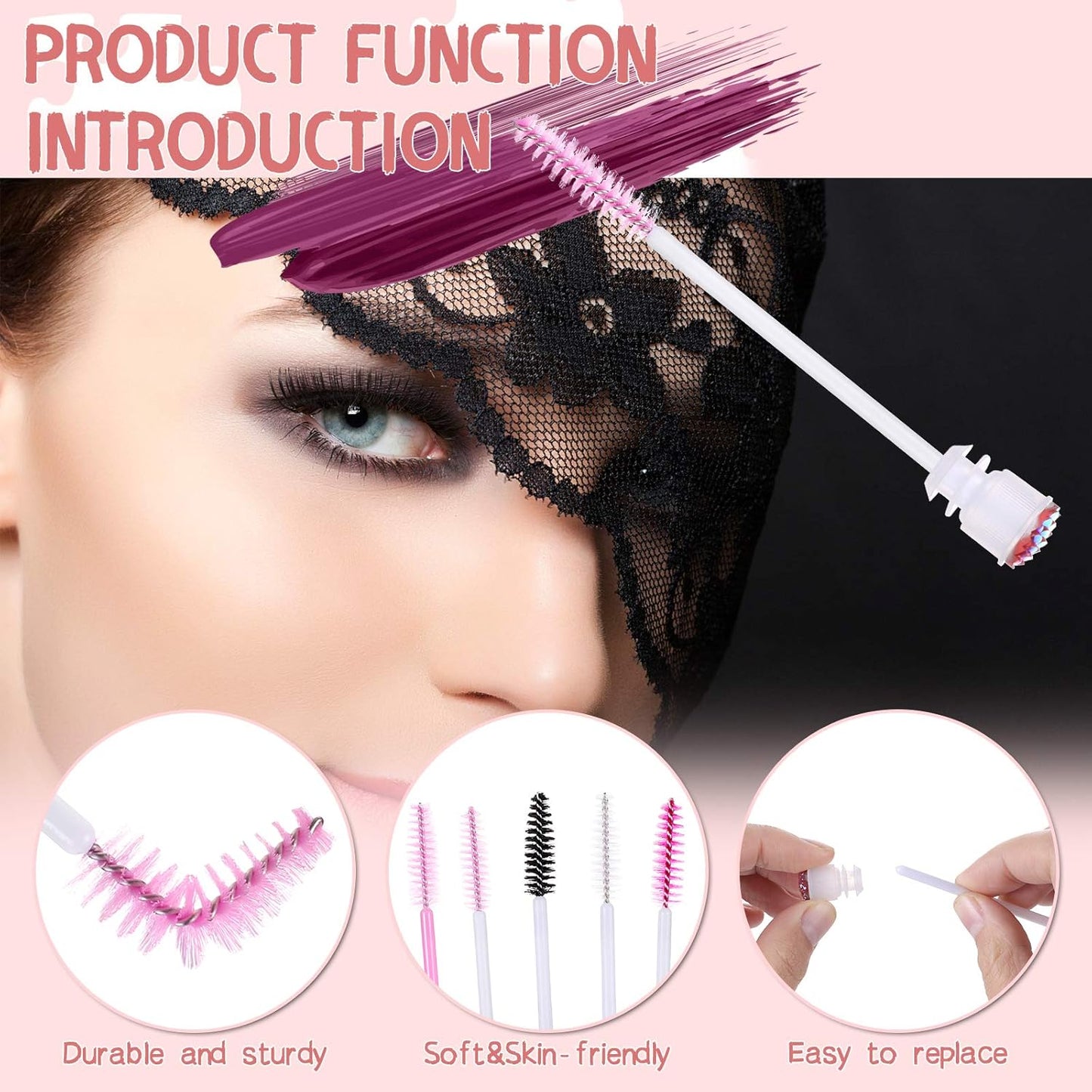 10pcs Eyelash brush Lash Wand Makeup tool Eyelash Extension supplies Cleaning brush Diamond Mascara mix color