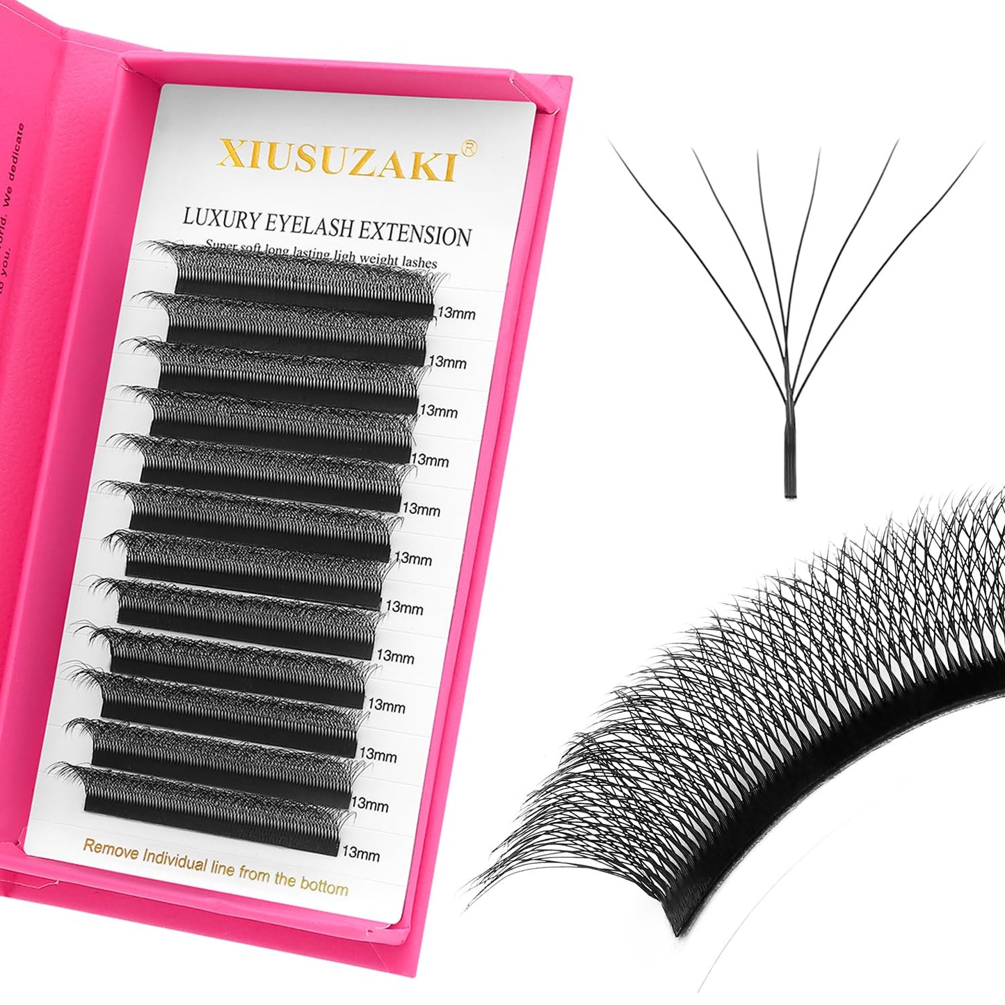 Lash Extensions 6D Eyelash Extensions W Lashes 0.07mm Thickness D Curl Lashes Mix 8-15mm Soft Lash Trays Volume Lash Extension Natural Matte black False Eyelashes Professional Use(W-6D-0.07-D,8-15mm)