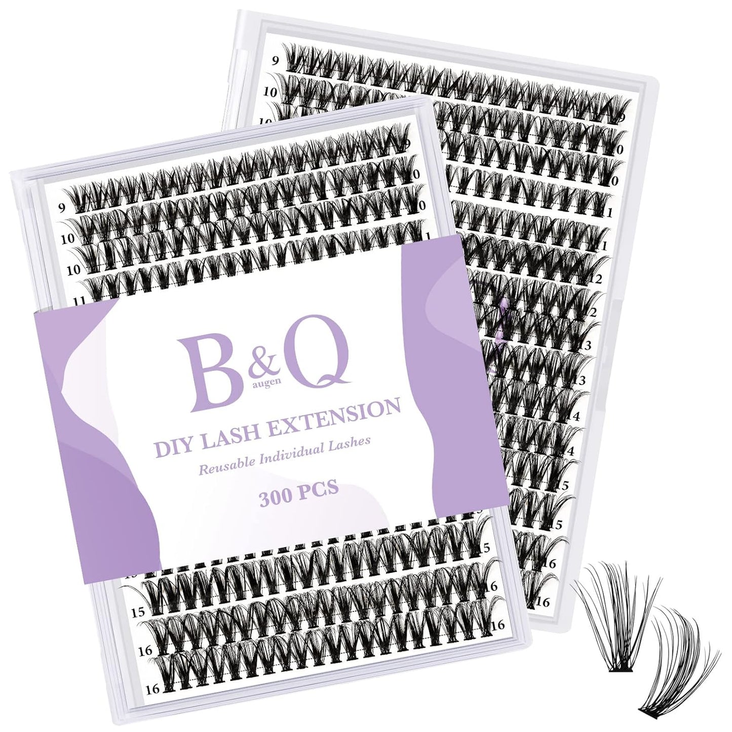 B&Qaugen Manga Lash Clusters DIY Individual Lashes 40D-C-9-16 300 PCS False Eyelash Cluster Manga Cluster 30D 40D 50D D Curl Eyelash Extensions at Home (40D-C-9-16)
