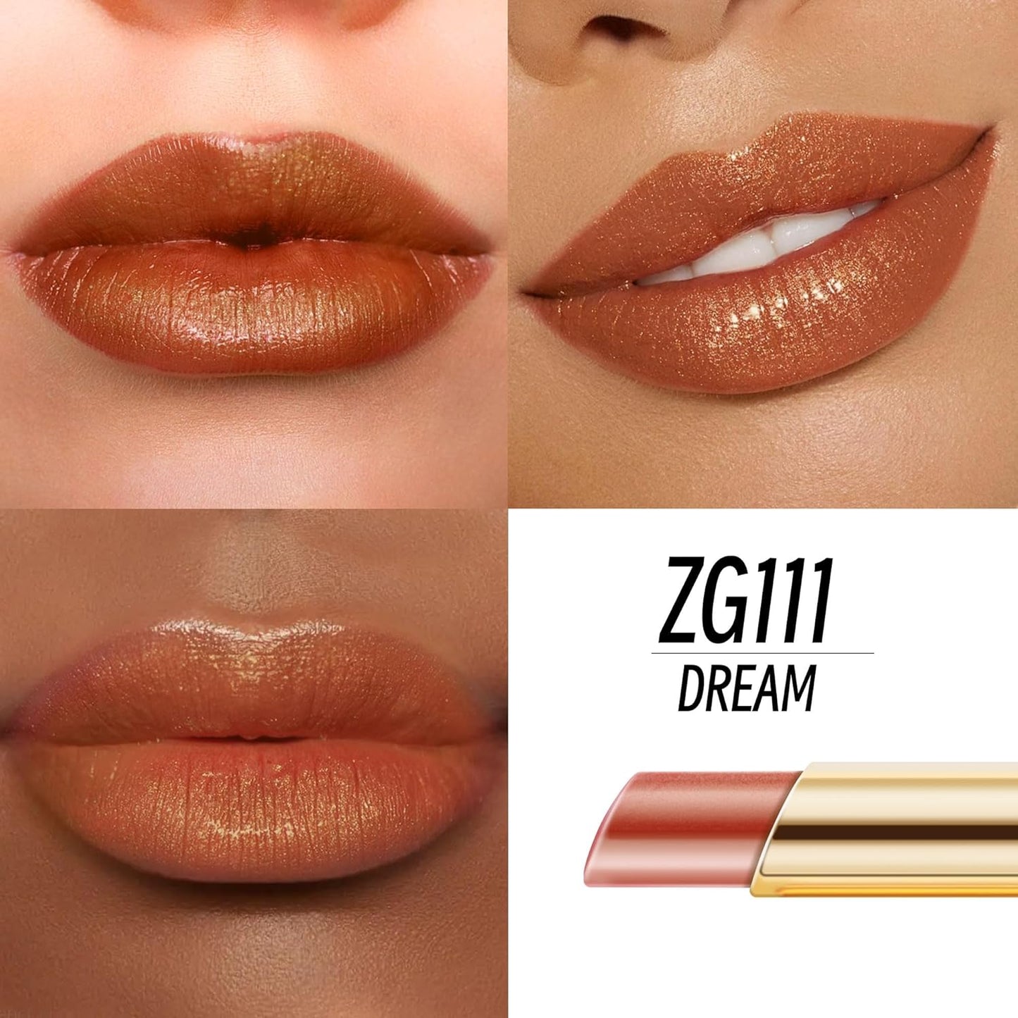 Light Brown Lipstick Moisturizing for Women Shimmer Tinted Lip Balm Hydrating Nourishing Lip Gloss Vegan& Cruelty Free Lip Makeup, ZG111 Dream