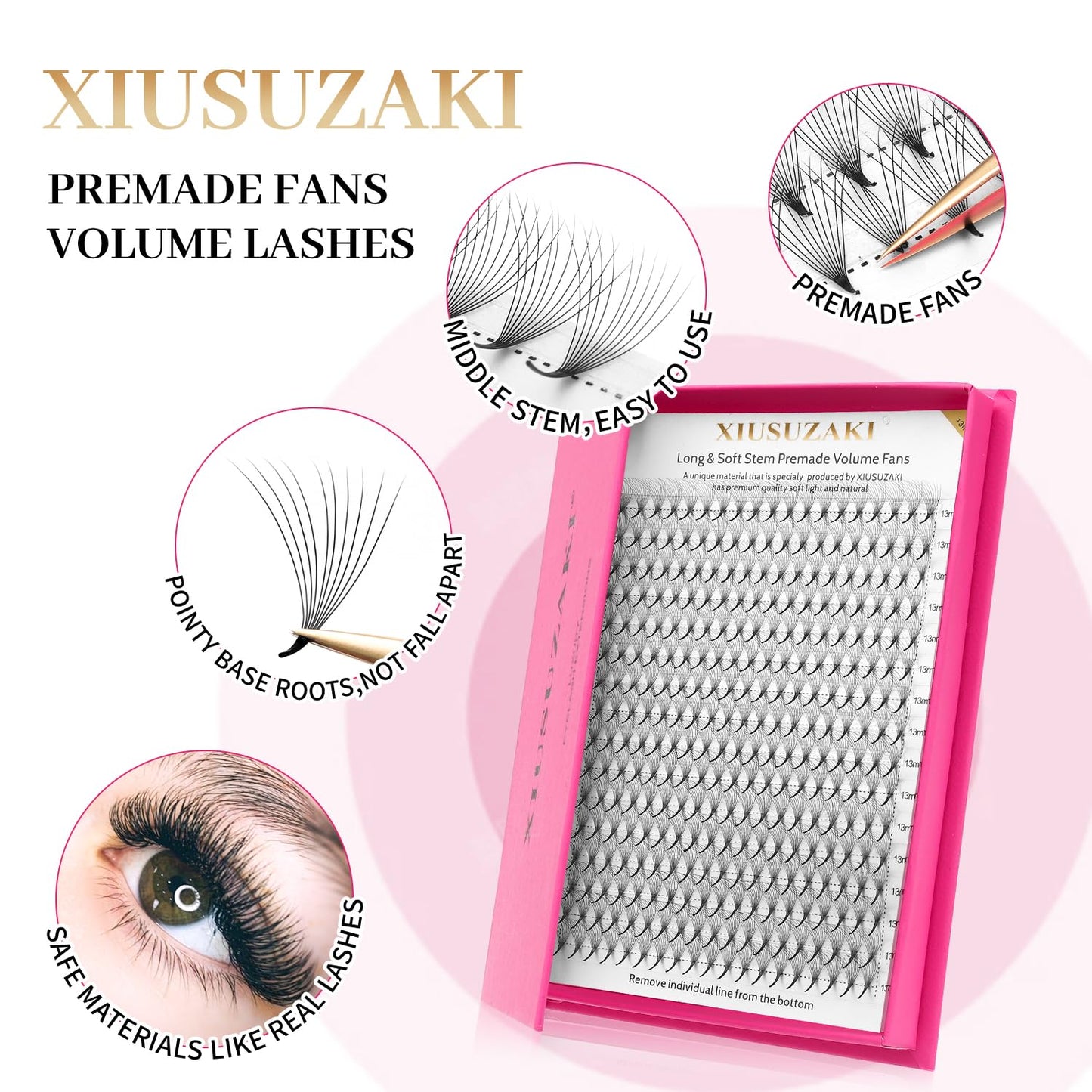 Premade Fans Eyelash Extensions 12D Volume Lash Extensions 0.03 Thickness Eyelash Extension C Curl Premade Lash Fans Mix 9-16mm Fluffy Soft Handmade Lash Fan(12D-0.03-C,9-16mm)